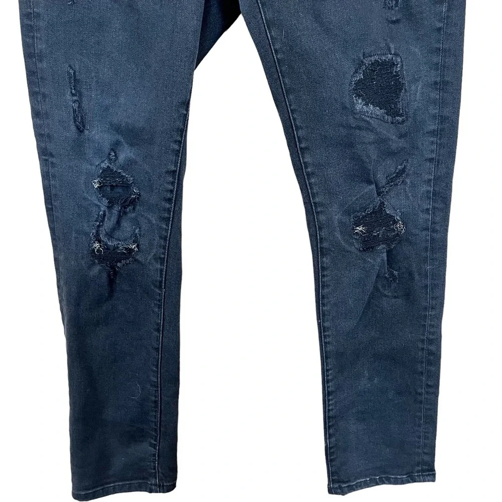 Aeropostale Jeans Mens 29x30 Black Slim Straight Stretch Distressed Grunge